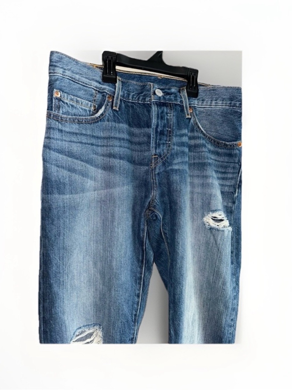 Levi's 501 Customized Tapered Distressed Mid-Rise Jeans Blue - Picture 3 of 9
